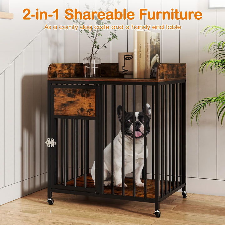 Giantex Dog Crate Furniture with Lockable Door &amp; Wheels