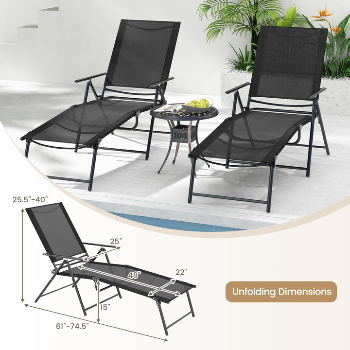 Giantex Lounge Chair Outdoor Set of 2 - Tanning Chair with 6 Adjustable Backrest