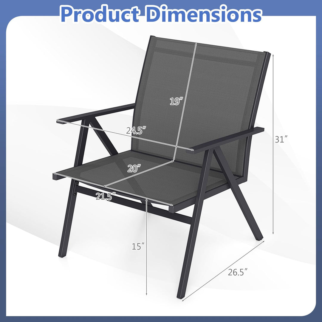 Giantex All Weather Outdoor Dining Chairs w/Sturdy Metal Frame &amp; Breathable Seat Back