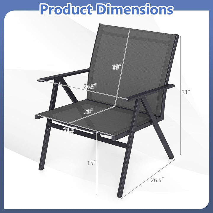 Giantex All Weather Outdoor Dining Chairs w/Sturdy Metal Frame &amp; Breathable Seat Back