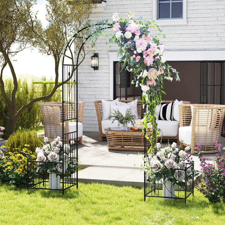 Giantex Garden Arch Trellis with Planters, 86&