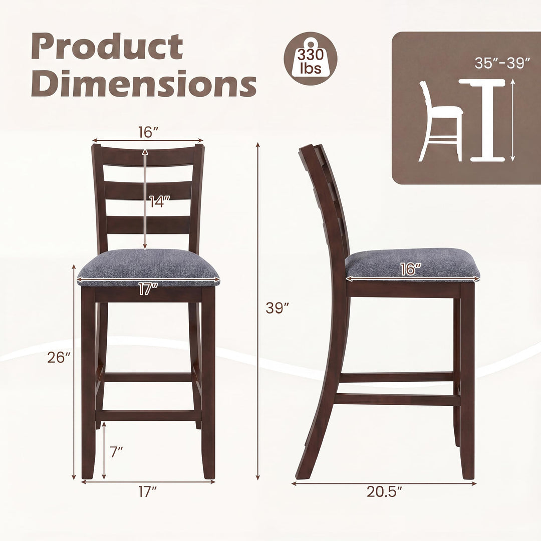 Giantex 26 Inch Farmhouse Upholstered Wooden Barstools with Footrest (2/4)