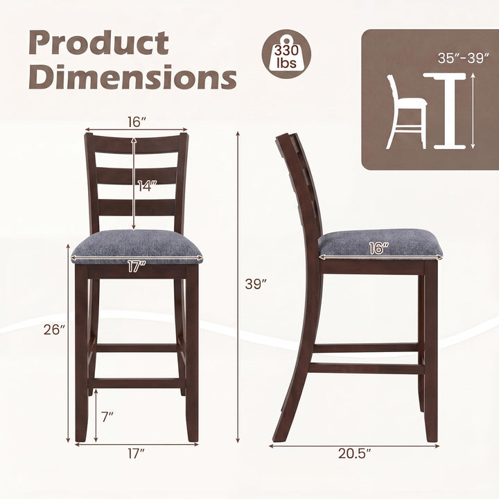 Giantex 26 Inch Farmhouse Upholstered Wooden Barstools with Footrest (2/4)