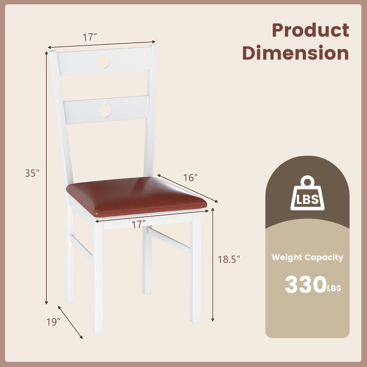 Giantex PU Leather Upholstered Kitchen Chairs w/Hollowed Backrest &amp; Padded Seat