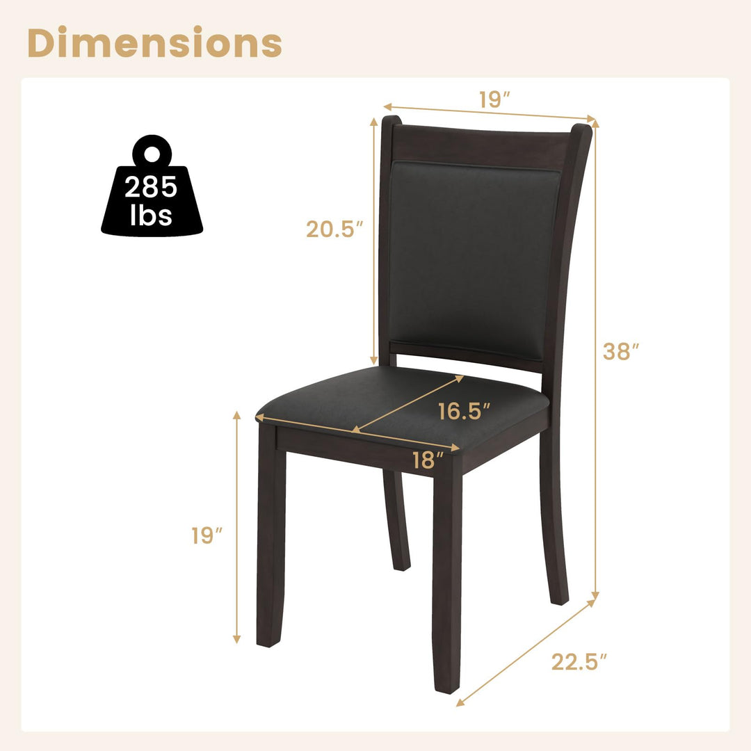 Giantex Wooden Dining Chairs Set, Modern Armless Kitchen Chairs w/Padded Backrest &amp; Seat, Rubber Wood Frame