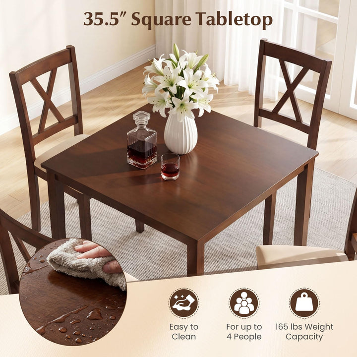 Giantex 35.5" Square Kitchen Table with Solid Rubber Wood Legs  for 4