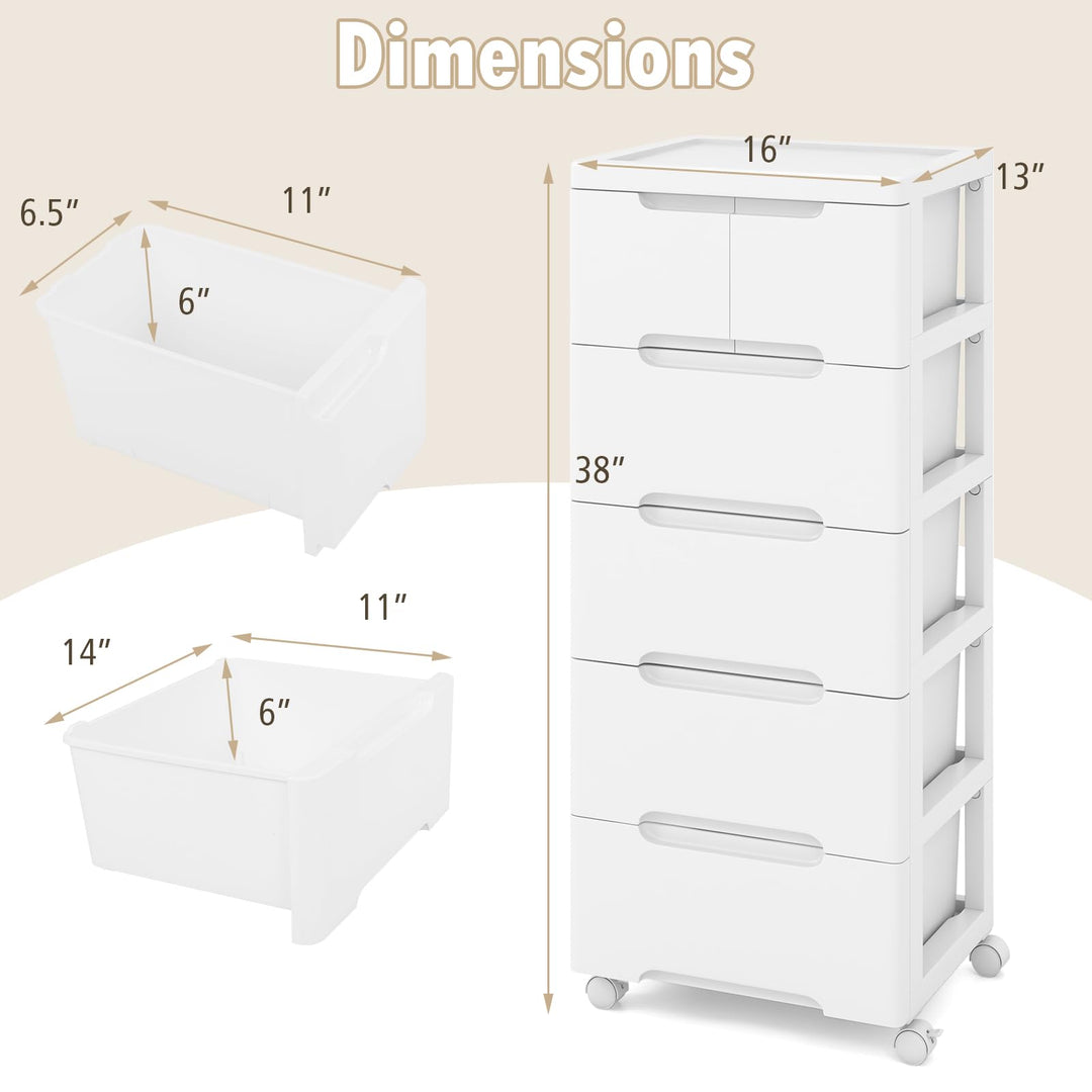 Giantex Plastic Rolling Storage Drawer Cart on Wheels