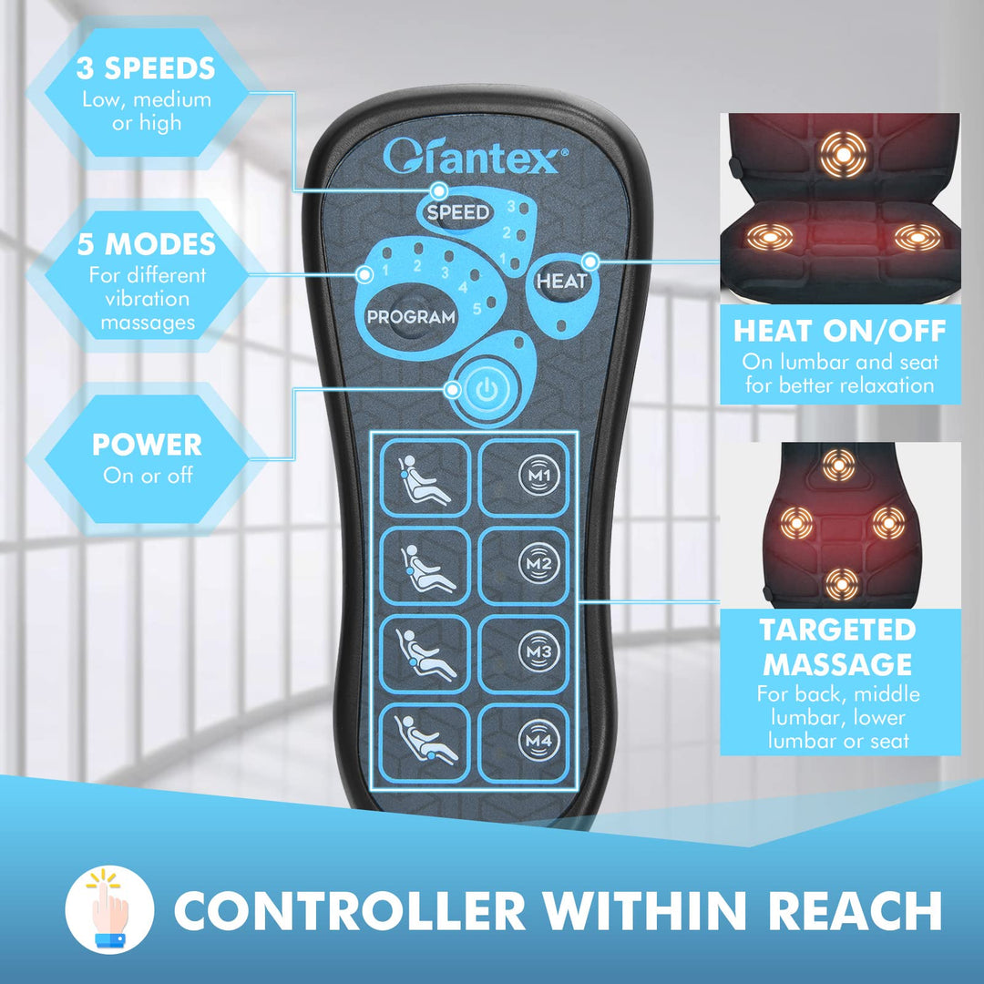 Giantex Memory Foam Massage Seat Cushion, Back Massager with 6 Vibration Massage Nodes &amp; 2