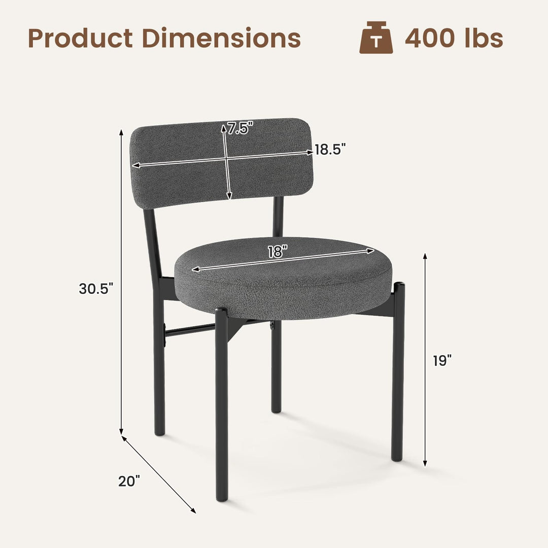 Giantex Boucle Dining Chairs Set of 2/4, Sherpa Upholstered Kitchen Chairs w/Curved Backrest, Padded Seat &amp; Metal Legs