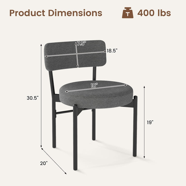 Giantex Boucle Dining Chairs Set of 2/4, Sherpa Upholstered Kitchen Chairs w/Curved Backrest, Padded Seat &amp; Metal Legs