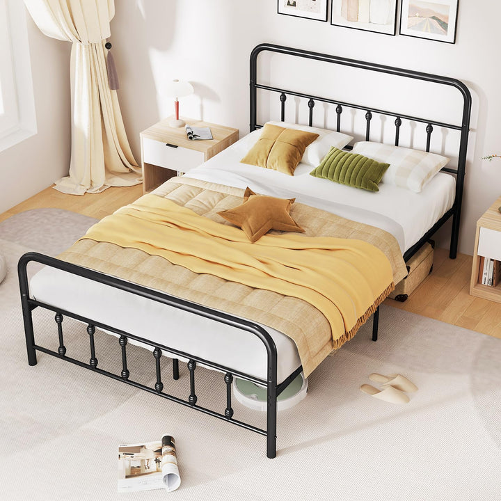 Giantex King/Queen/Full Size Metal Platform Bed Frame, Victorian Style Platform Bed with Headboard &amp; Footboard