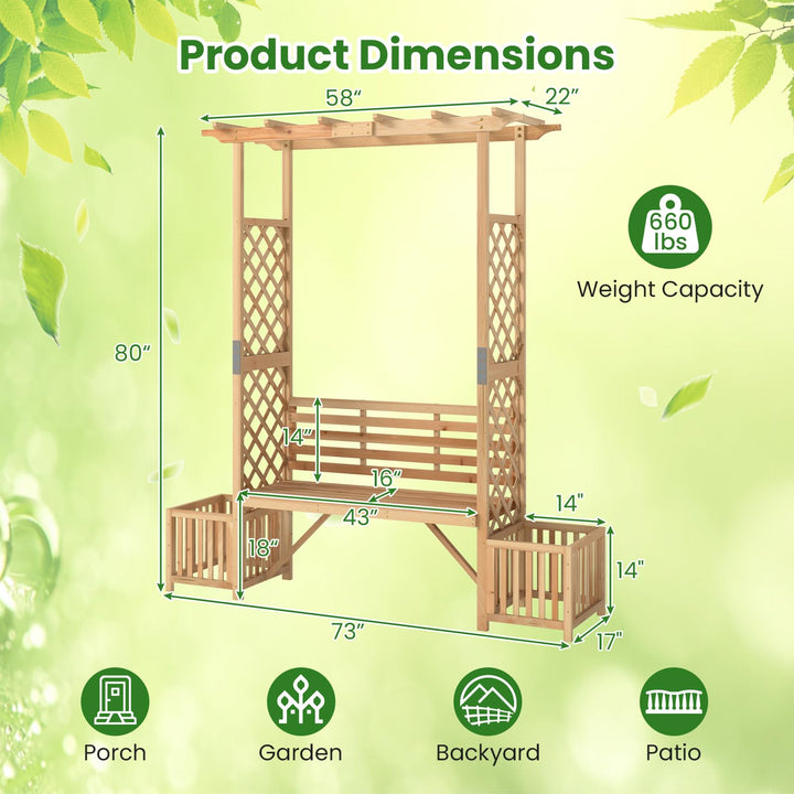 Giantex Outdoor Bench with Garden Arbor &amp; 2 Planter Boxes