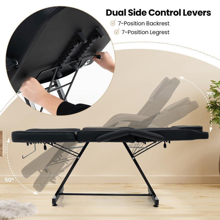 Giantex 73" Facial Chair with Hydraulic Stool, Tattoo Chair with with Adjustable Backrest &amp; Legrest