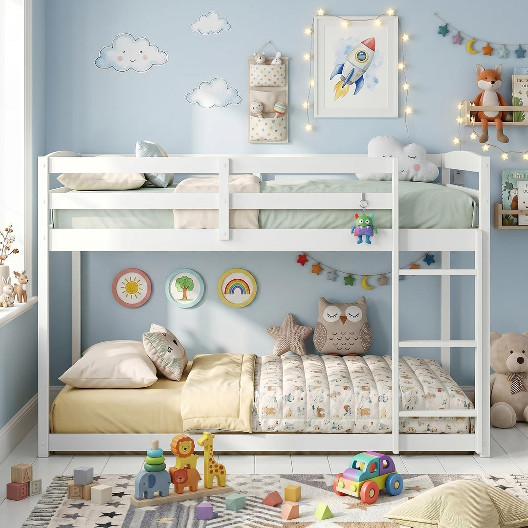 Giantex Full Over Full Bunk Bed with Full-Length Guardrails
