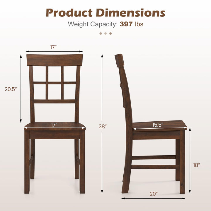 Giantex Armless Wooden Dining Chairs Set of 2/4 with Solid Rubber Wood Frame