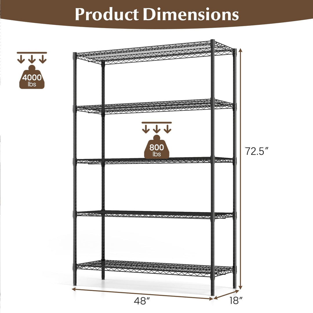 Giantex 5-Tier Metal Storage Shelving Unit with V-Shaped Wire Rack