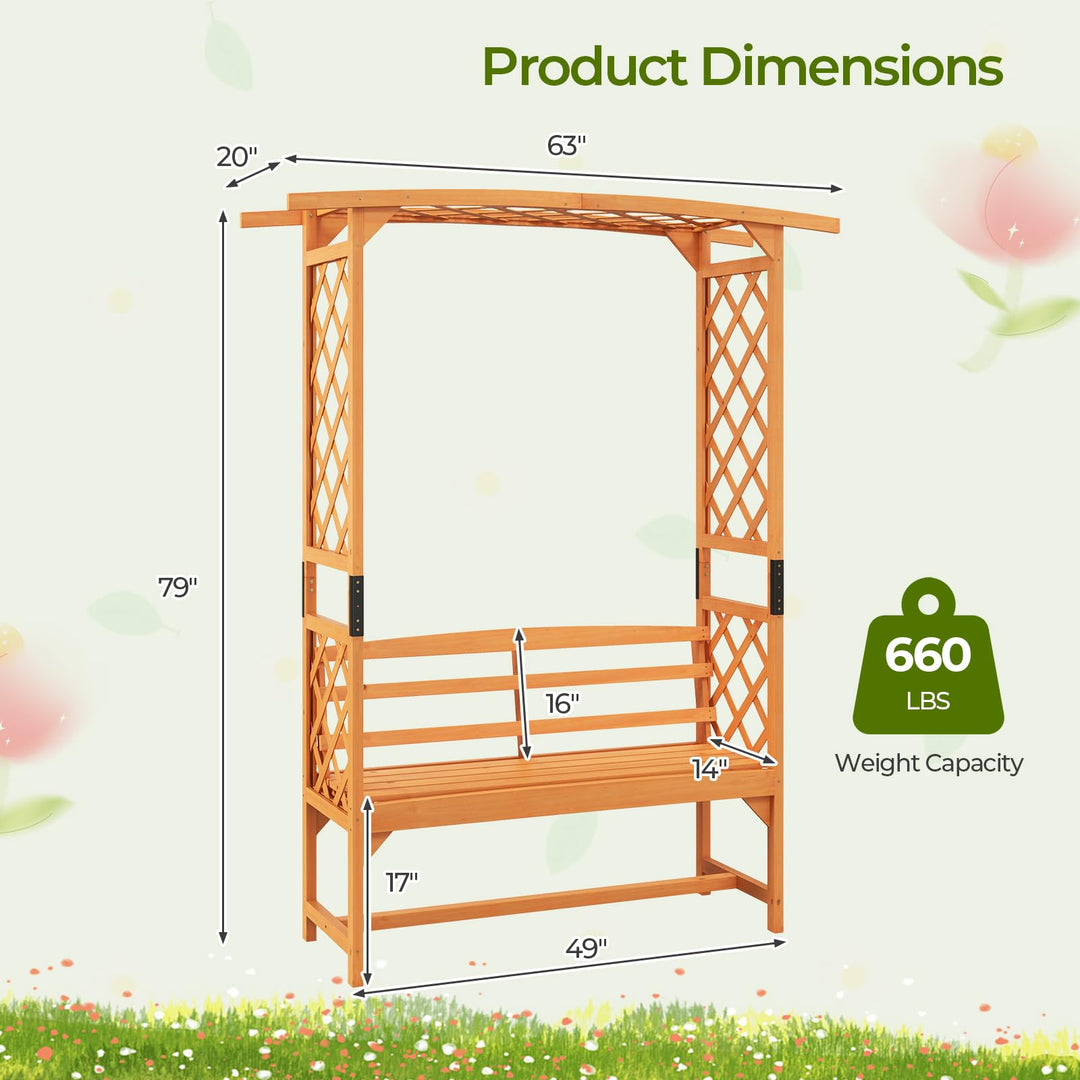 Giantex Garden Arch Trellis with Bench - 63&