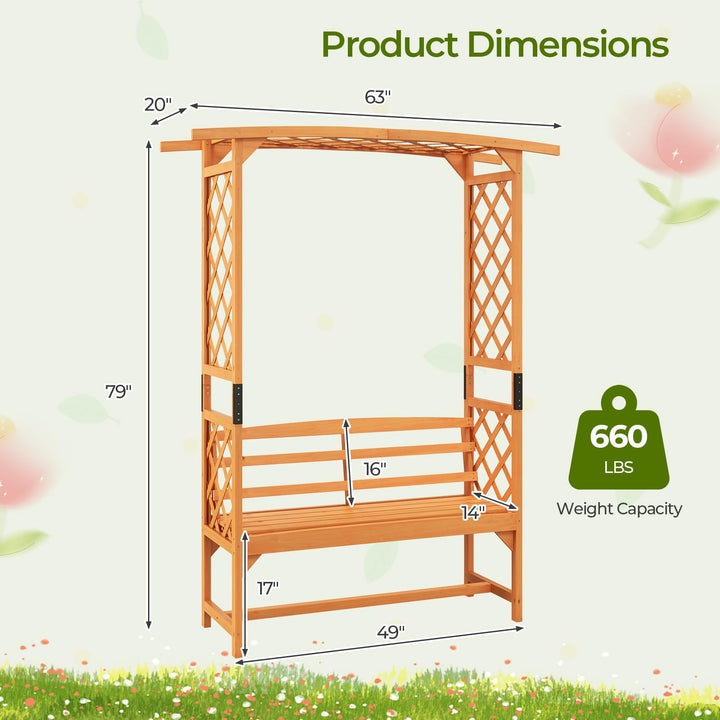 Giantex Garden Arch Trellis with Bench - 63&