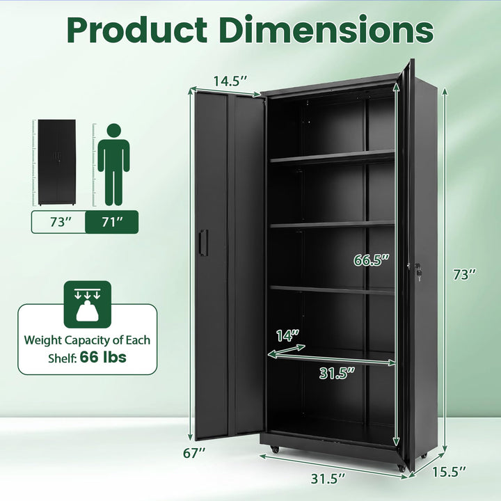 Giantex 73" Tall Metal Storage Cabinet for Garage and Office