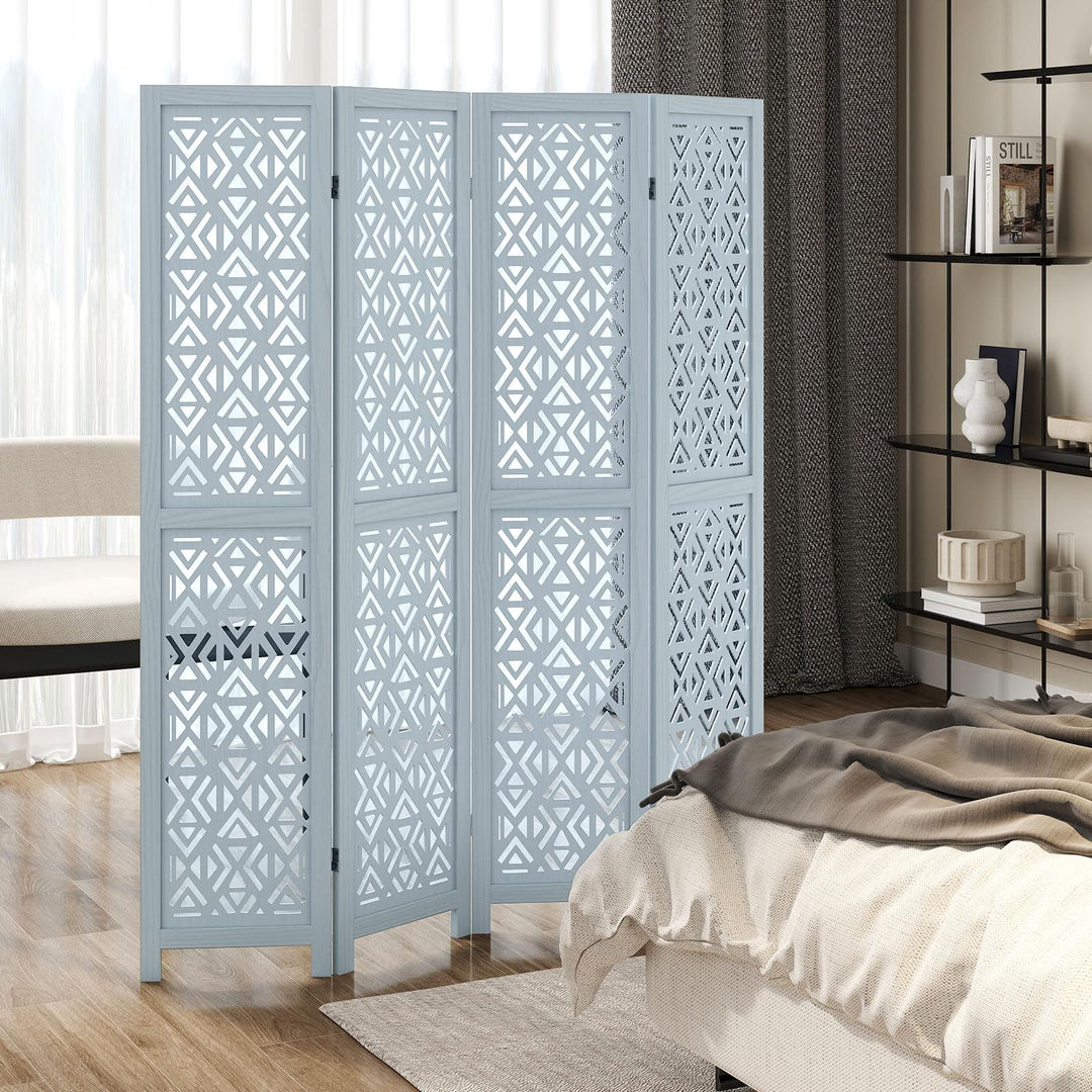 Giantex Room Divider 4/6 Panels - Boho Room Dividers with Carved Cutout Pattern &amp; Solid Wood Frame, Fully Assembled