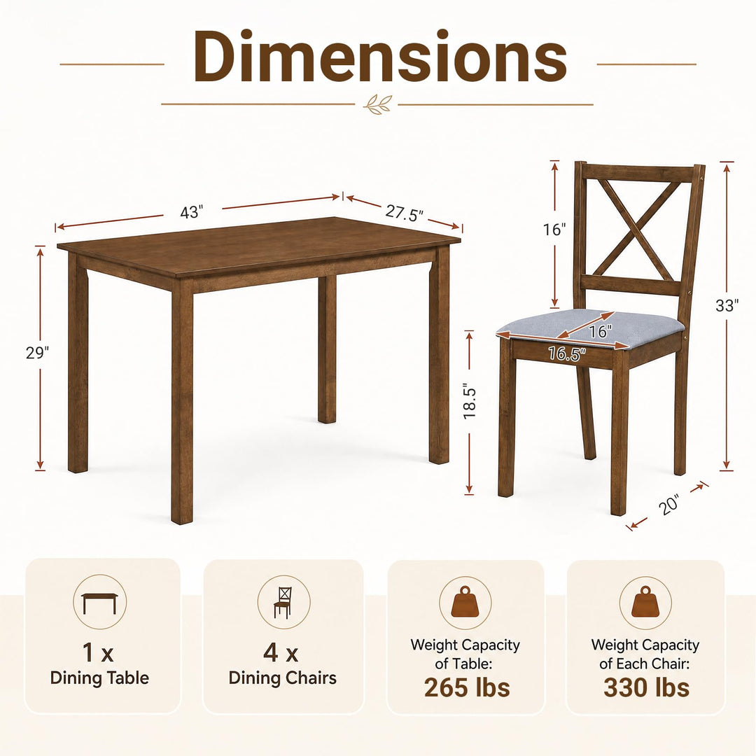 GIANTEX Dining Table Set with X-Shaped Backrest for Small Space