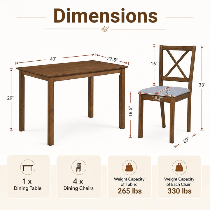 GIANTEX Dining Table Set with X-Shaped Backrest for Small Space
