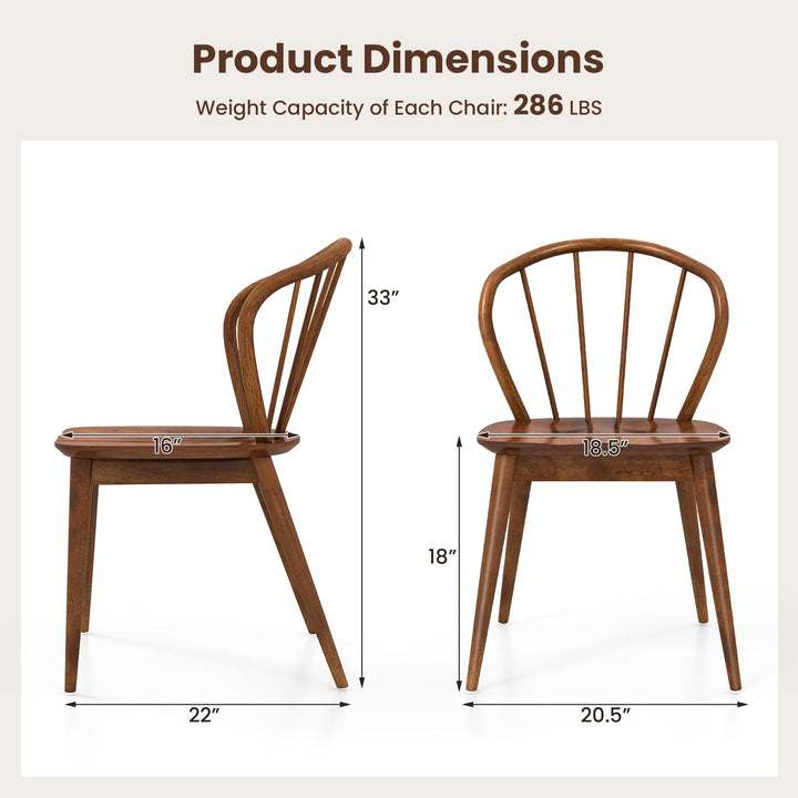 Giantex Wooden Dining Chairs Set of 2/4, Windsor Kitchen Chairs w/High Spindle Back &amp; Rubber Wood Legs