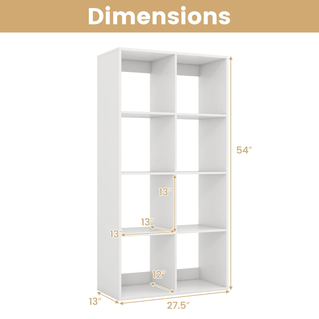 Giantex 8-Cube Bookcase, White Cubby Bookshelf w/Back Guardrail &amp; Anti-Tipping Kits