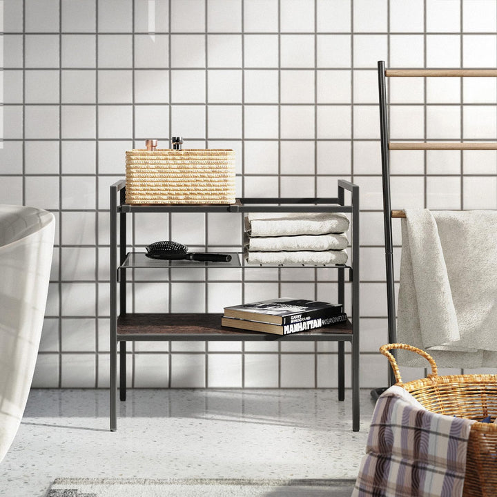 Giantex 3-Tier Storage Rack, 24" Compact Shelving Unit Storage Shelves with Unique Removable Panel for Different Heights