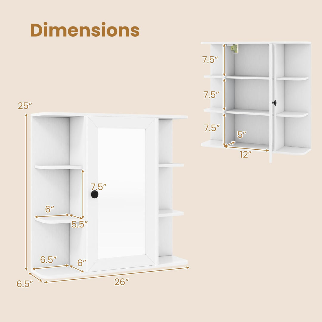 GIANTEX Wall Mounted Bathroom Medicine Cabinet with Mirror &amp; Shelves