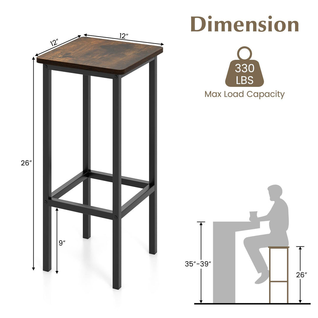 Giantex Bar Stools Set of 4, 26" Backless Barstools with Metal Legs &amp; Footrest, Breakfast Bar Dining Chairs