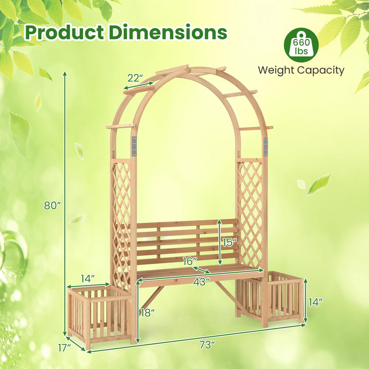 Giantex Outdoor Bench with Garden Arch &amp; Planters
