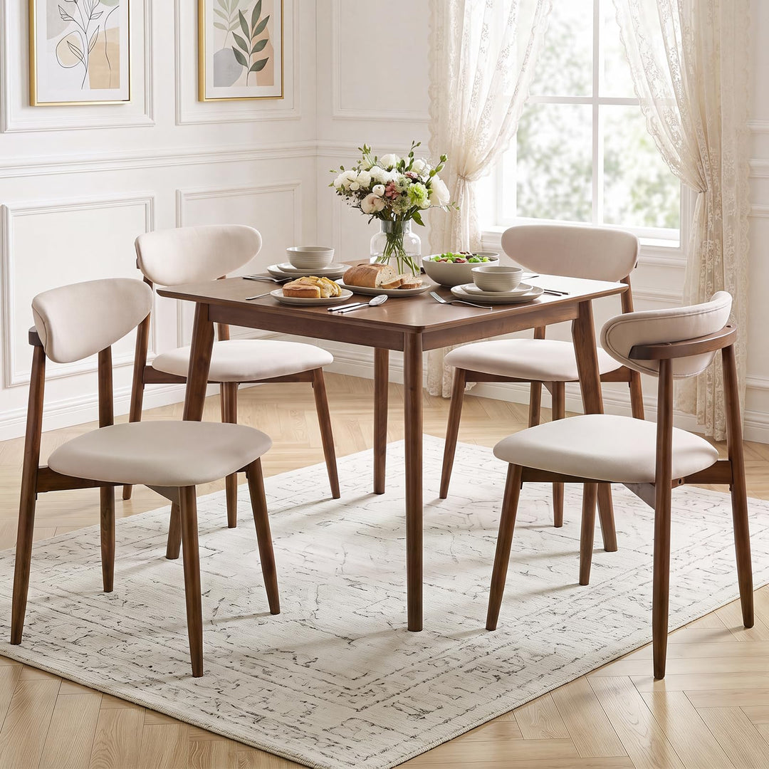 Giantex Modern Upholstered Wooden Dining Chairs with Fabric Padded Seat (2/4)