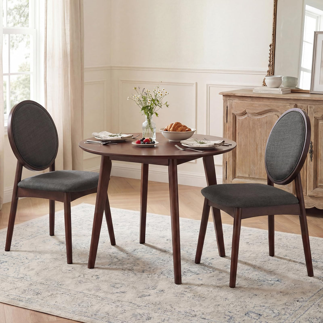 Giantex Set of 2/4 Upholstered Linen Fabric Kitchen Side Chairs with Padded Seat