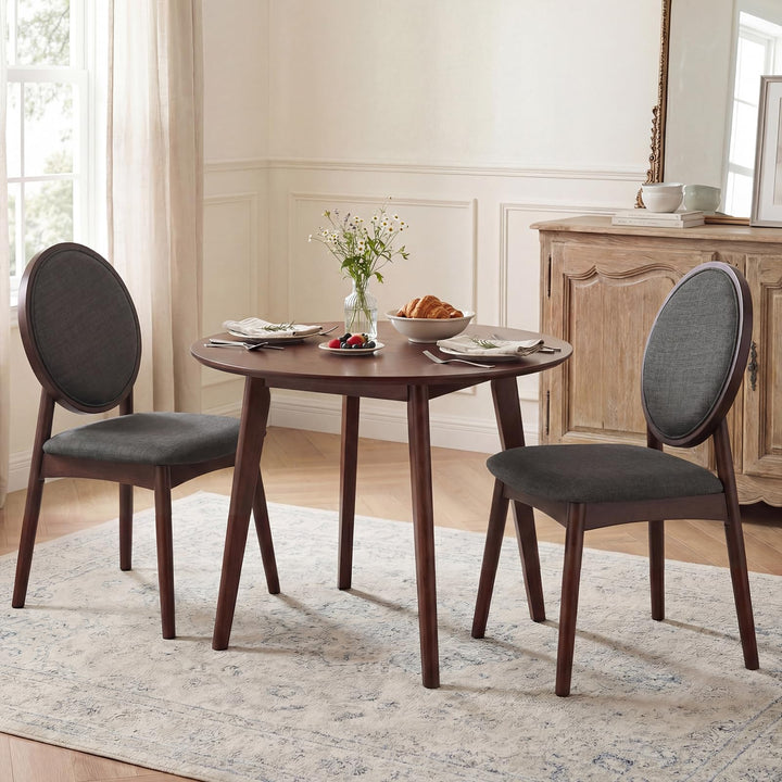 Giantex Set of 2/4 Upholstered Linen Fabric Kitchen Side Chairs with Padded Seat