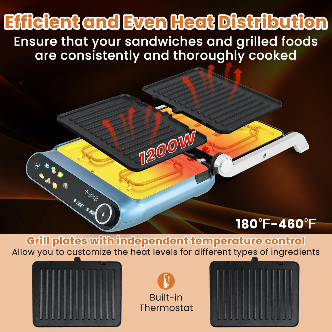 Giantex Panini Press Sandwich Maker, Electric Indoor Grill with 2 Removable &amp; Dishwasher Safe Non-Stick Plates