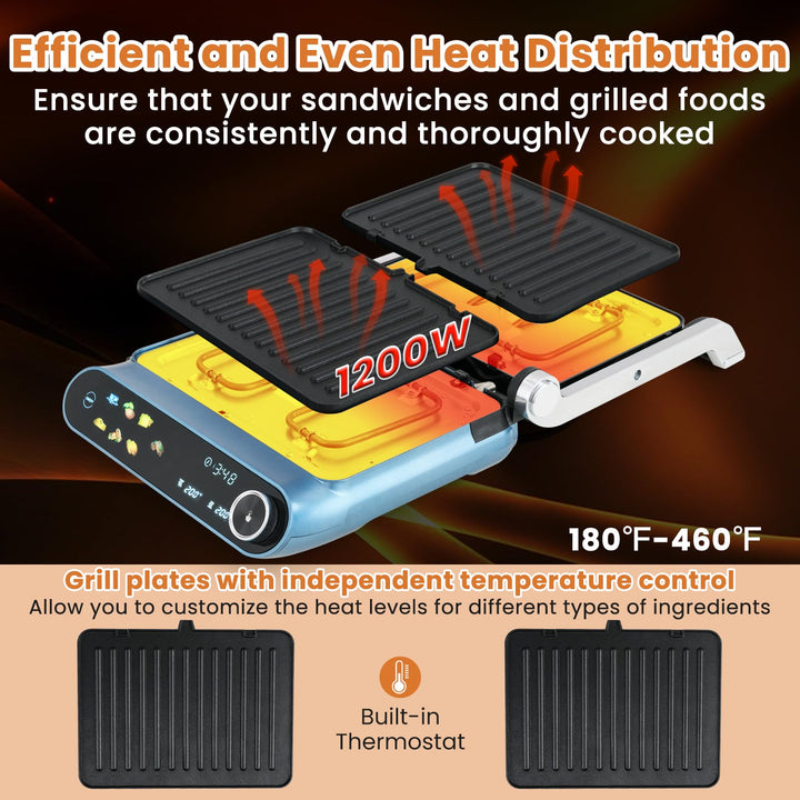 Giantex Panini Press Sandwich Maker, Electric Indoor Grill with 2 Removable &amp; Dishwasher Safe Non-Stick Plates