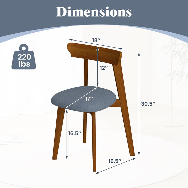 Giantex Wooden Dining Chairs Set, Mid-Century Kitchen Chairs w/Padded Seat &amp; Curved Backrest