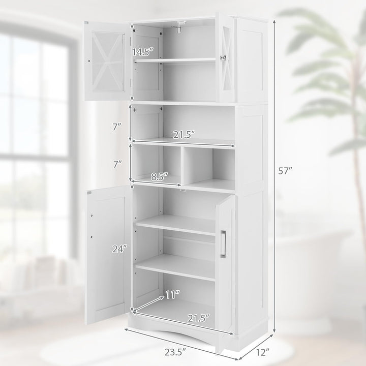 Giantex 57" Tall Bathroom Cabinet, Storage Cabinet with Acrylic Doors &amp; Adjustable Shelves