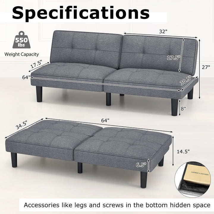 Giantex Convertible Futon Sofa Bed, Upholstered Folding Recliner