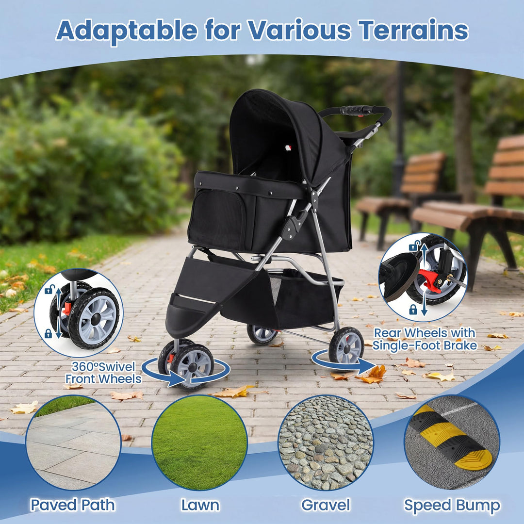 Giantex 3 Wheel Foldable Dog Stroller for Small Dogs Cats
