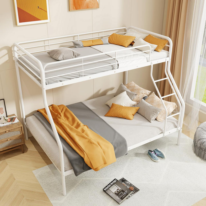Giantex Metal Bunk Beds Twin Over Full Size, Heavy Duty Bunk Bed for Teens Adults with Ladder &amp; Guardrails