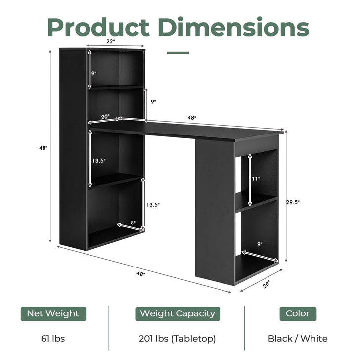 Giantex 48 Inch Computer Desk with Bookshelf, 3-in-1 Home Office Desk with 4-Tier Bookcase &amp; CPU Stand