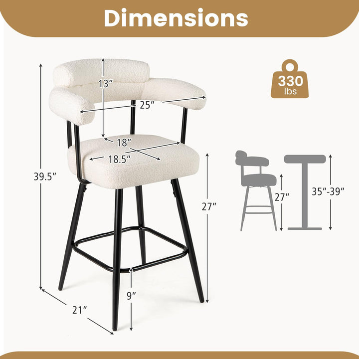 Giantex Swivel Bar Stool Set of 2/4 Counter Height Chairs with Curved Back and Arms