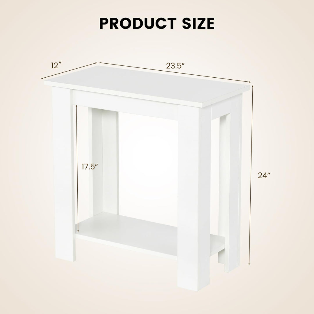 Giantex 2-Tier End Table White, Modern Side Table with Storage Shelf (1/2)