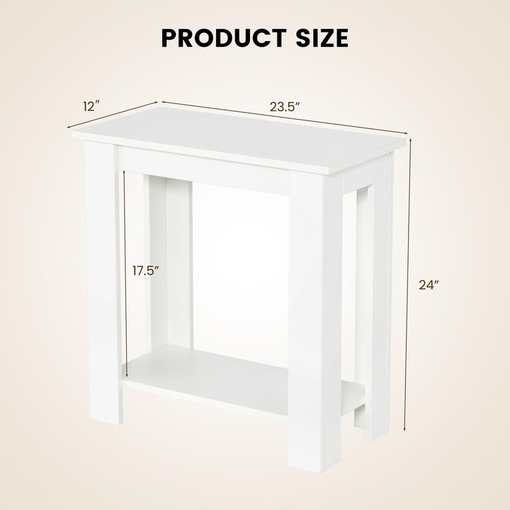 Giantex 2-Tier End Table White, Modern Side Table with Storage Shelf (1/2)