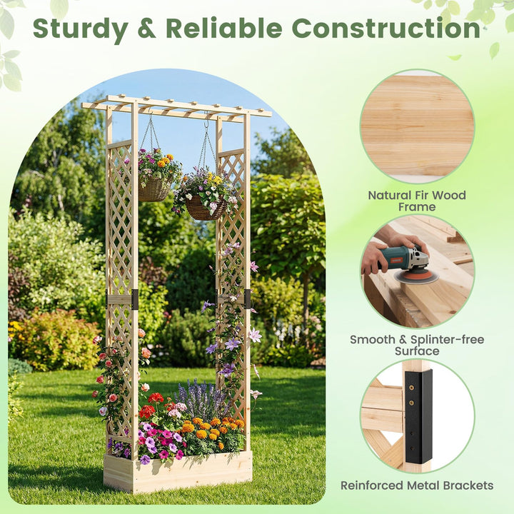 Giantex Wooden Raised Garden Bed with Trellis &amp; Hanging Roof