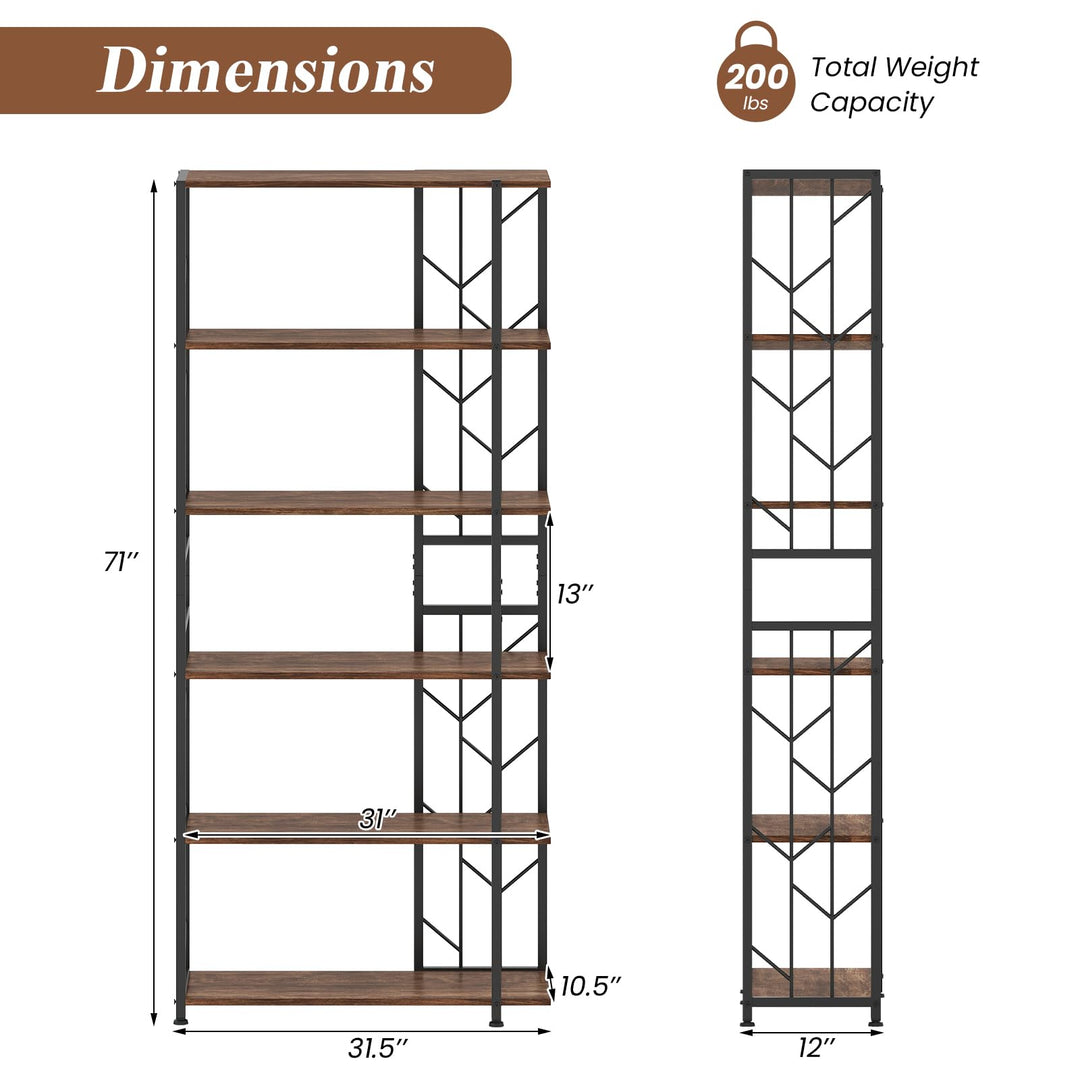 Giantex 6-Tier Bookshelf Modern Geometric Bookcase with Heavy-Duty Metal Frame
