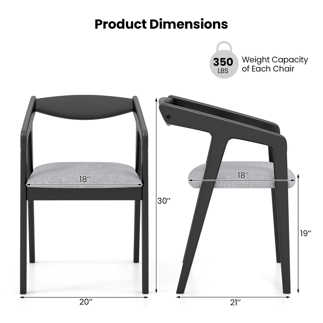 Giantex Wooden Dining Chairs Set, Linen Fabric Upholstered Kitchen Chairs w/Armrests &amp; Padded Cushion