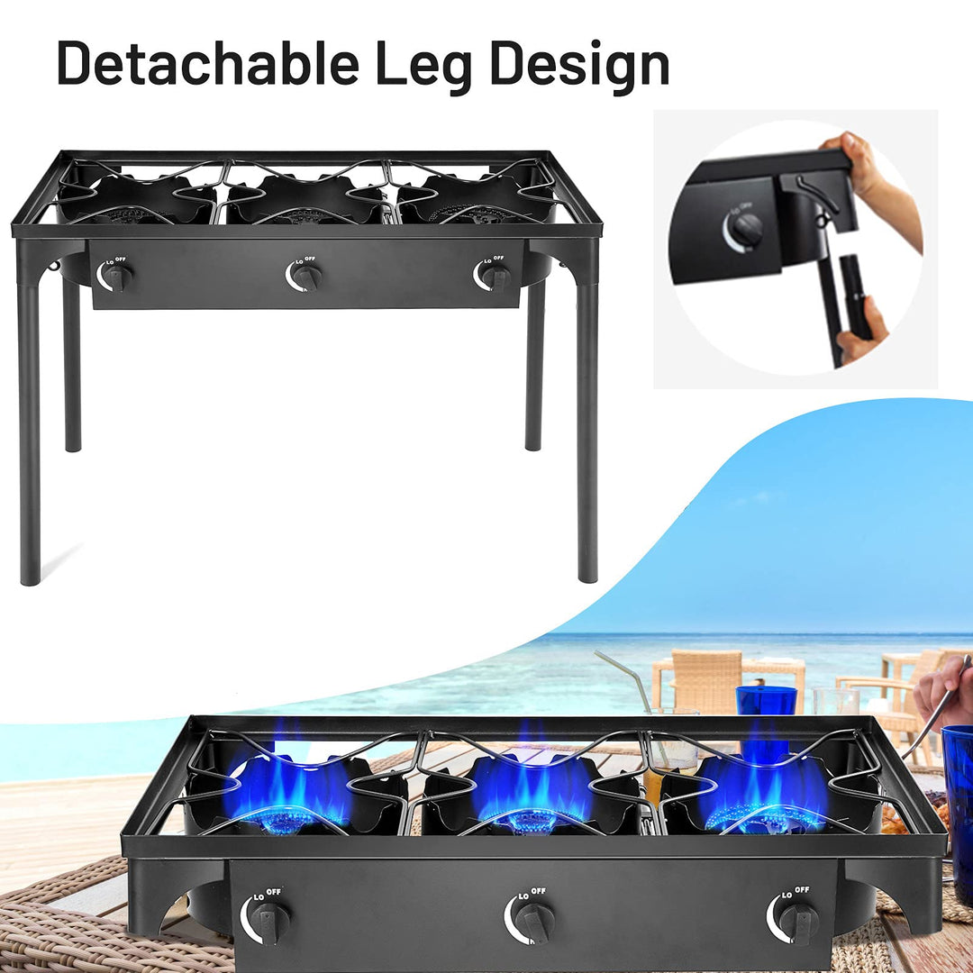 Giantex 225,000 BTU Outdoor Triple Burner Stove, High Pressure 3 Burner Stand Max